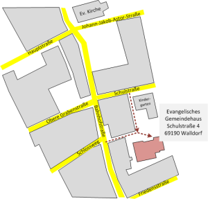 Wegbeschreibung Gemeindehaus Schulstraße 4 in Walldorf