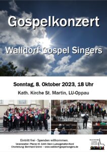 Gospelkonzert am 8. Oktober 2023 um 18 Uhr in St. Martin, LU-Oppau